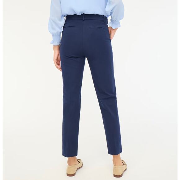 J.Crew Kallie Straight-Leg Pant WMNS SZ 12 Navy Blue High Rise Flat Front - Picture 2 of 8